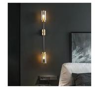 Luxury Wall lamp Hotel Living Room Smokey Gray Glass Lamps Post Modern Indoor Decoration Linear Brass All Copper LED Wall Lights