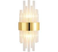 Luxury Wall Sconce, Irregular Wall Mounted Lamp, Modern Brushed Titanium Gold Wall Light with Clear Glass Crystal Lampshade,Indoor Lighting