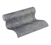 Livingwalls Luxury Wallpaper Urban Grace New Walls A.S. Création Non-Woven Wallpaper 10.05 m x 0.53 m Blue Gold Grey Made in Germany 374245 37424-5