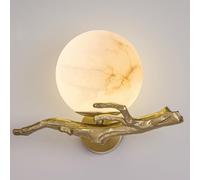 Luxury Walls Sconce Modern Circle Marble Wall Lamp for Bedroom Bedside Creative Copper Walls Sconce Lighting Fixture Alabaster Wall Light Fixture for Villa Bar Loft Lighting (Antique)