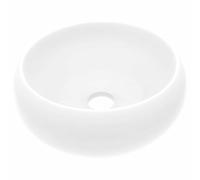 vidaXL Luxury Ceramic Bathroom Sink, Washroom Basin, Above Counter Installation, Round Matt-White Vanity Stone Sink with Modern Design