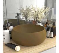 Luxury Wash Basin Round Matt Cream 40x15 cm Ceramic