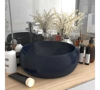 Luxury Wash Basin Round Matt Dark Blue 40x15 cm Ceramic