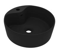 vidaXL Luxury Wash Basin with Overflow Matt Black 36x13 cm Ceramic, Black
