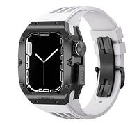 Luxury Watch Band Mod Kit,For 8 7 6 5 4 SE 44mm 45mm,Titanium alloy Bezel Cover Frame Rubber Strap