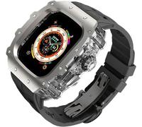 Luxury Watch Case Silicone Watch Band Mod Kit，For Series 45mm 44mm 49mm，Titanium Clear Watch Cover And Metal Clasp，For 8/7/6/5/4/SE Series Modification Upgrade