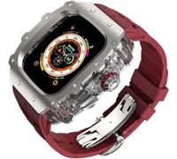 Luxury Watch Case Silicone Watch Band Mod Kit，For Series 45mm 44mm 49mm，Titanium Clear Watch Cover And Metal Clasp，For 8/7/6/5/4/SE Series Modification Upgrade