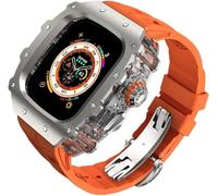 Luxury Watch Case Silicone Watch Band Mod Kit，For Series 45mm 44mm 49mm，Titanium Clear Watch Cover And Metal Clasp，For 8/7/6/5/4/SE Series Modification Upgrade