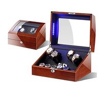 Luxury Watch Winder for Automatic Watches 4+6 Storage Display Case Box with LED Lights Memory Latex Watch Pillow Super Quiet Motor Piano Paint Exterior Fit Lady and Man Watches E