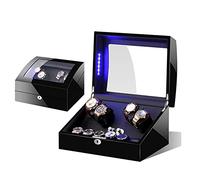 Luxury Watch Winder for Automatic Watches 4+6 Storage Display Case Box with LED Lights Memory Latex Watch Pillow Super Quiet Motor Piano Paint Exterior Fit Lady and Man Watches E