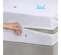 Luxury Waterproof Mattress Protector Single- Zipped Cover Premium Mattress Encasement, Anti Bug Bed Proof Covers Dust Mite White Fitted Sheet Zip Up Protectors Double King Superking (Single)