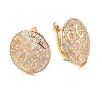 Luxury Wedding Natural Zircon Stud Earrings Rose Gold Crystal Flowers Round Big Earrings For Women Engagement Jewelry