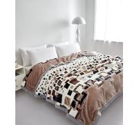 Luxury Weighted Blanket Sofa Throw Super Soft Printed Blanket for Bed and Couch Double PLY King Size Fluffy Blanket 200 x 240 CM (Cubes)