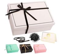 Luxury White Gift Box with Lid 25x18x9cm Medium/Large Empty Gift Boxes for Presents, Gift Box for Birthday Valentines Day Christmas Wedding Bridal Present Box with Ribbon Girls Her Women