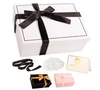 Luxury White Gift Box with Lid 25x18x9cm Medium/Large Empty Gift Boxes for Presents, Gift Box for Birthday Christmas Wedding Bridal Valentines Day Present Box with Ribbon Girls Her Women