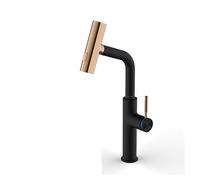 Luxury White Kitchen Faucet with Pull-Out Design Waterfall Water Outlet Mode Single Handle Cold & Hot Dual Control Sink Tap (Color : Black-Rose Gold) LWX