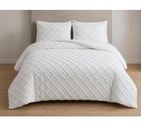 Luxury White Tufted Duvet Cover Set King 3Pcs Soft Bedding & Pillowcases | Hidden Zip Closure Diamond Tufted Quilt Cover Secure Fit Easy Care Wrinkle Resistant Soft Comfortable Bedding Set