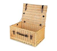 Luxury Wicker Picnic Basket - Lidded Wicker Hamper, Dark Leather Finish - Premium Picnic Baskets for Couples, Families, from Regency Hampers