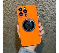 Luxury Wireless Charge Phone Case For iPhone 14 13 12 11 Pro Max Plus Magnetic Bumper Matte Hard PC Shockproof Cover,orange,For iphone 11Pro