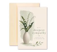 Luxury With Deepest Sympathy Card A5 148mm x 210mm, Thinking of You at This Difficult Time, Elegant Lily of the Valley Floral Condolence Greeting Card with Magnolia Envelope