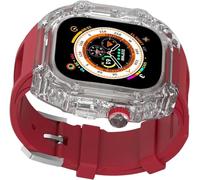 Luxury Women Crtstal Transparent Watch Case Rubber Bands，For Ultra 8/7/6/5/4/SE 49mm 45mm 44mm，Hard PC Bezels RM Style Watch Sport Wrist Band Accessories