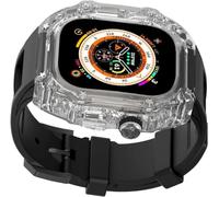 Luxury Women Crtstal Transparent Watch Case Rubber Bands，For Ultra 8/7/6/5/4/SE 49mm 45mm 44mm，Hard PC Bezels RM Style Watch Sport Wrist Band Accessories
