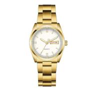 Luxury Women’s Waterproof Quartz Watch - Luminous Stainless Steel Dress Watch with Calendar Feature (Gold White)