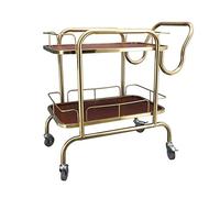 Luxury Wooden and Metal Kitchen Cart with Lockable Wheels - 2-Tier Storage for Drinks and More, Versatile Home Bar Utility, Stylish Kitchen