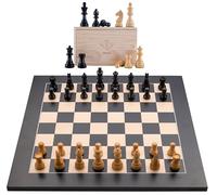 Luxury Wooden Chess Set 40 cm Black - Inlaid Maple Chessboard with Wooden Pieces in Case, Classic Strategy Board Game 170490