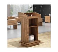 Luxury Wooden Lectern with 2 Open Storage Shelves - Elegant Standing Pulpit for Churches Schools & Events - Podium Stand for Public Speaking