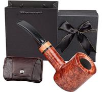 Luxury Wooden Smoking Pipe Set with Tobacco Pipe Holder and Accessories, Handmade Burl Tobacco Smoking Pipe with Best Gift for Father and Elder,A