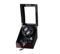 Luxury Wooden Watch Winder with Lock, Elegant Mens 2 Watches 3 Storage Case PU Leather Display Holder Wristwatches Jewellery Bracelet Collections with Acrylic Glass Top