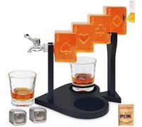 LuxuryBar Poker Whiskey Decanter Set, 27oz with Tray, Spout & Stones, Casino Liquor Dispenser, Bourbon Gifts for Men