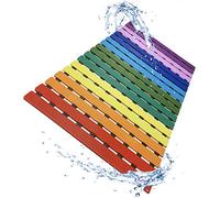 LuxurYou Non Slip Bathtub Mat | Double-Layered Shower Floor Mat with Suction Cups | EZ-Dry Construction | Non-Toxic, BPA, Latex, Phthalate, PVC Free (Rainbow)