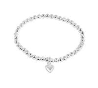 LuxurySP 925 Sterling Silver Handmade Strand Chain Bracelet 4mm Bead Ball Stretch Bracelets for Women Girls Silver Jewelry Gift (Color 5-One Size)