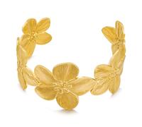 LuxurySP Chunky Gold Cuff Bracelets for Women Vintage Gold Flower Butterfly Bracelet Trendy Boho Wide Open Cuff Bangles Matte Gold Statement Bracelet (Daisy Flower)