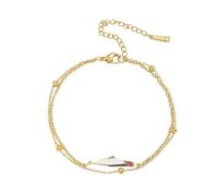 LuxurySP Palestine Bracelet, Palestine Flag Bracelets Jewelry Gifts, 14K Gold Adjustable Chain Bracelet for Women Men Symbolizing Freedom, Promise Bracelet Gifts (gold-bistratal)