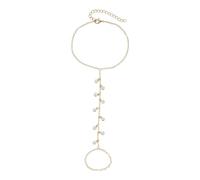 LuxurySP Ring Bracelet Hand Chain for Women, 14k Gold Zircon Finger Chain Hand Jewelry Bracelet, Adjustable 7" To 9" Inches