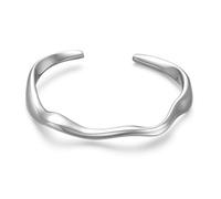 LuxurySP Teardrop Gold Cuff Bracelets for Women Adjustable 18K Gold Plated Chunky Open Cuff Bangle Bracelets Minimalist Thick Gold Wrist Cuff Bracelets (Irregular Cuff - White-Gold Round)