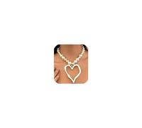 LuxurySP Y2k Large Heart Necklaces for Women Girls Teen Chunky Love Pearl Ball Beads Choker Necklaces Exaggerated Big Hollow Heart Pendant Necklace Statement Jewelry Gifts (Gold)
