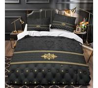 LuxuryWallDecor 3D Digital Print Duvet Cover 3pcs Microfibre Fade-Resistant Wash BaroqueStyleDesign Comforter Cover 2 Pillow Shams Zipper Closure Machine Washable Adult Room Double（200x200cm）