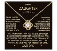 LUXUS™ Love Knot Necklace for Daughter from Dad - Inspirational Jewelry Gift with Empowering Message, Thoughtful Pendant for Birthday, Graduation & Christmas, Available in 18K White Gold & 18K Gold