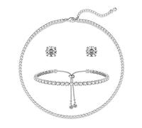 Luxval Tennis Necklace 14K Gold Plated Rhinestone Butterfly Choker Necklaces for women Dainty Zirconia Cut Faux Diamond chain 3mm, Cubic Zirconia, Cubic Zirconia