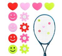 Luxvara 12 Pieces Tennis Racket Vibration Dampener, Tennis Racquet Shock Absorbers, Silicone Tennis Vibration Absorber for Tennis accessories Sports Favor, Smiley Heart Flower, 4 Colours