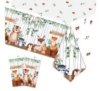 Luxvara 2 Pack Birthday Table Cloth,137 x 274cm Safari Party Table Cloth, Rectangular Plastic Jungle Tablecloth for Kids Baby Shower, Christmas Halloween,Animals Party Decorations,Green