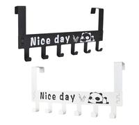 Luxvara 2 Packs Over The Door Hook, Over Door Hanger with 6 Coat Hooks, Space Saving Over Door Organizer Rack for Coats, Hats, Bags, Clothes, Towels (White+Black)