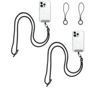 Luxvara 2 PCS Phone Lanyard,Adjustable Crossbody Smartphone Belt,Cell Phone Neck Strap with Keychain and Patch,Anti-Theft Smartphone Strap,Compatible with Most Smartphones and Cases,Black