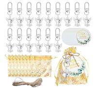 Luxvara 25 Sets Guardian Angel Keychain, Thank You Keyrings Bulk Set, Guardian Angel Gifts, with 25 Organza Bags 25 Tags, Silver, for Holy Communion, Christening, Baby Shower,Wedding Birthday