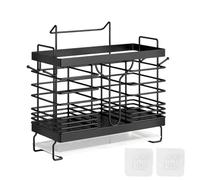 Luxvara Cutlery Holder and Utensil Organiser for Kitchen Black - Stainless Steel Metal Cutlery Drainer Basket with Drain Holes for Countertop or Wall Mount, Cutlery Tray for Knives, Forks, Spoons