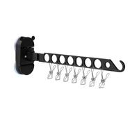 Luxvara Suction Cup Folding Clothes Airer with 7 Clips - Wall Mounted Drying Rack for Bathroom/Balcony | Space Saving Extendable Clothes Horse | No Drill Strong Hold for Tiles & Glass (90° Foldable)